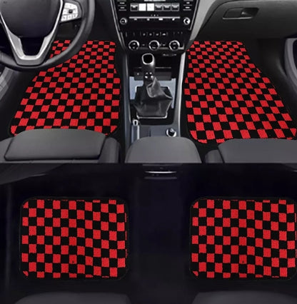 Checkerboard Car Foot Mat Dustproof Easy To Care Car Universal