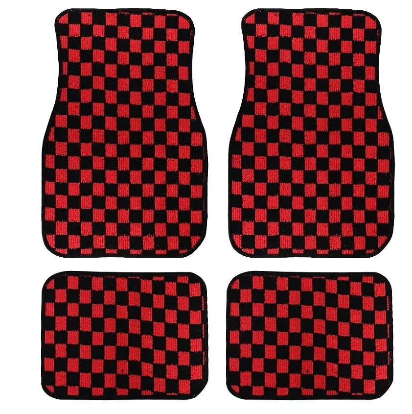 Checkerboard Car Foot Mat Dustproof Easy To Care Car Universal