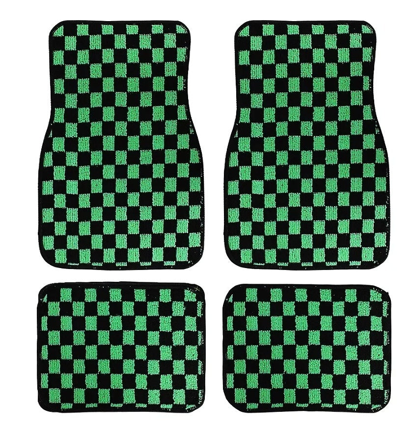 Checkerboard Car Foot Mat Dustproof Easy To Care Car Universal