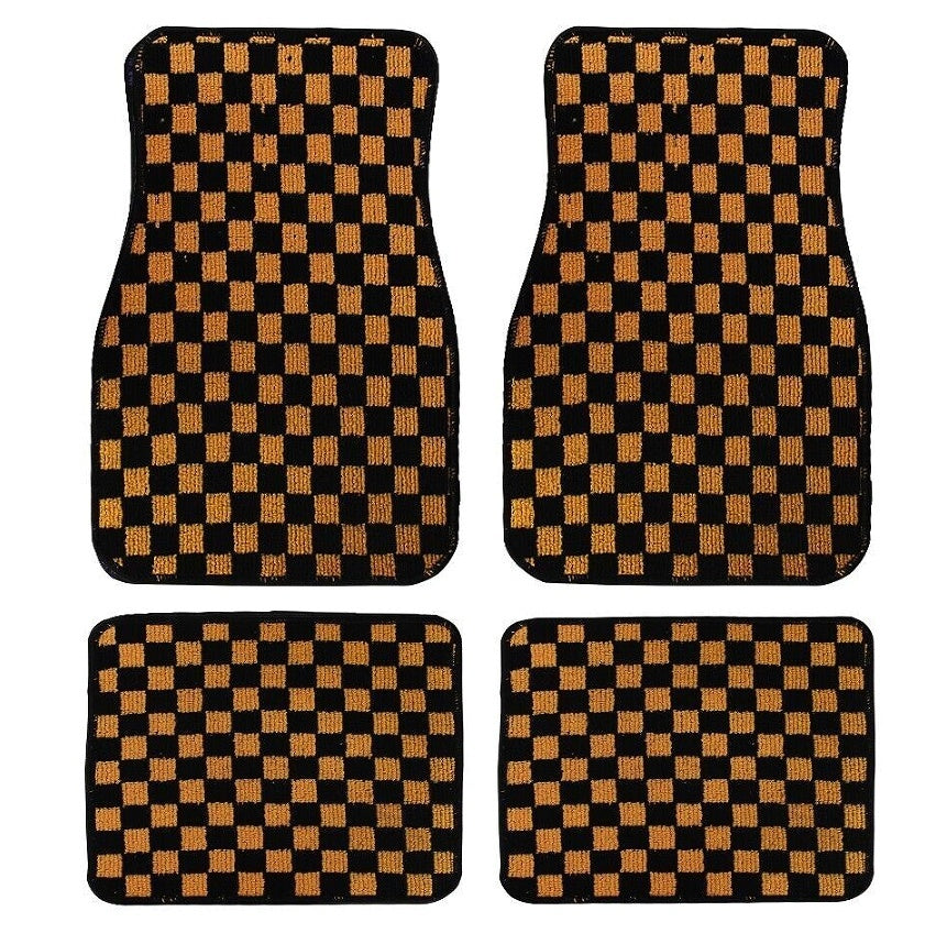 Checkerboard Car Foot Mat Dustproof Easy To Care Car Universal