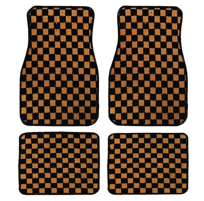 Checkerboard Car Foot Mat Dustproof Easy To Care Car Universal