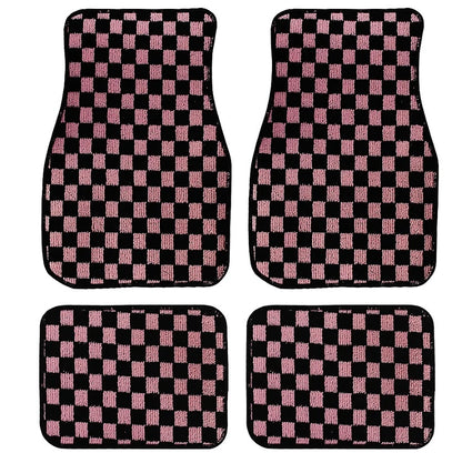 Checkerboard Car Foot Mat Dustproof Easy To Care Car Universal