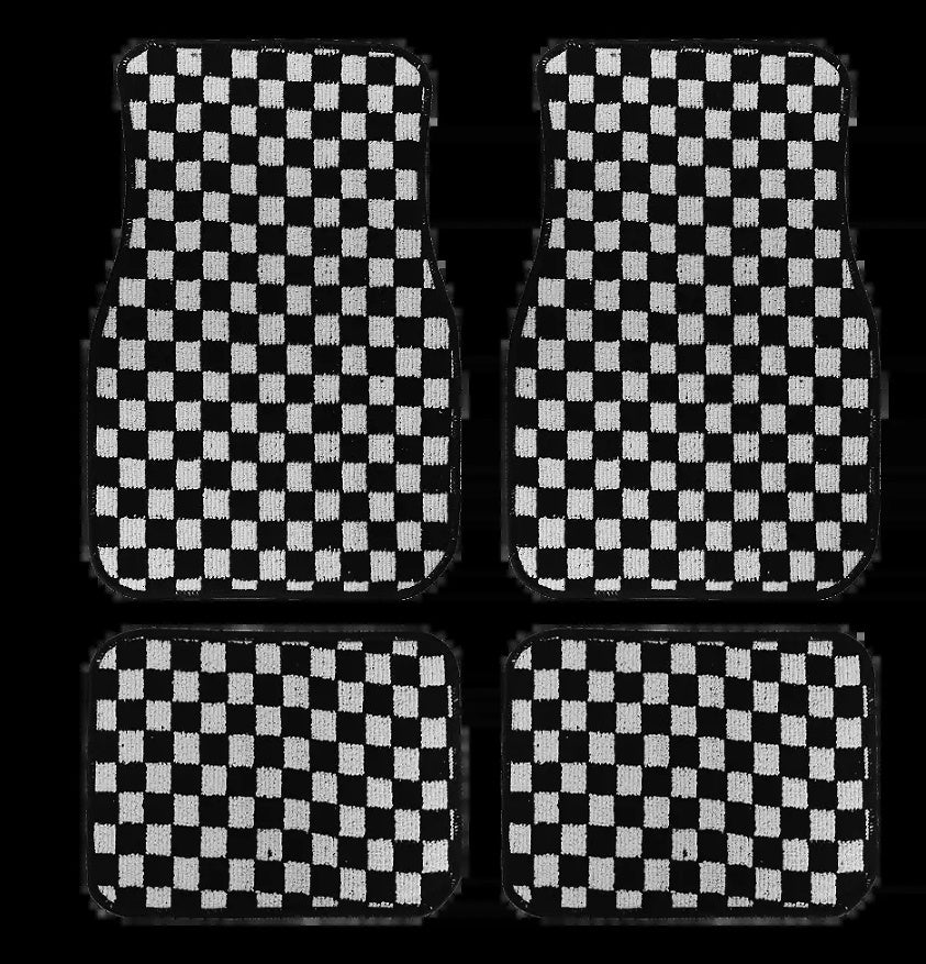 Checkerboard Car Foot Mat Dustproof Easy To Care Car Universal
